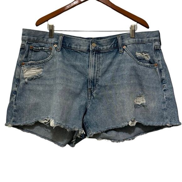 GAP Womens 35 20R Medium Wash Cut-Off Low Stride Rise Jean Shorts raw hem - Picture 1 of 5